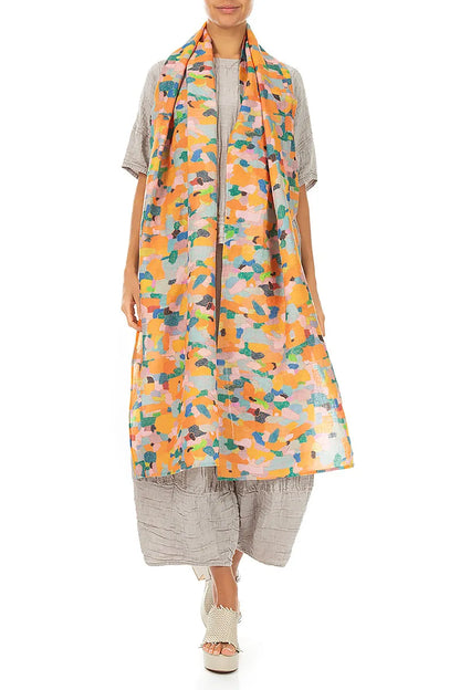 Orange Burst Soft Gauze Linen Scarf