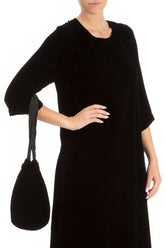 Black Silk Velvet Evening Hand Bag 1