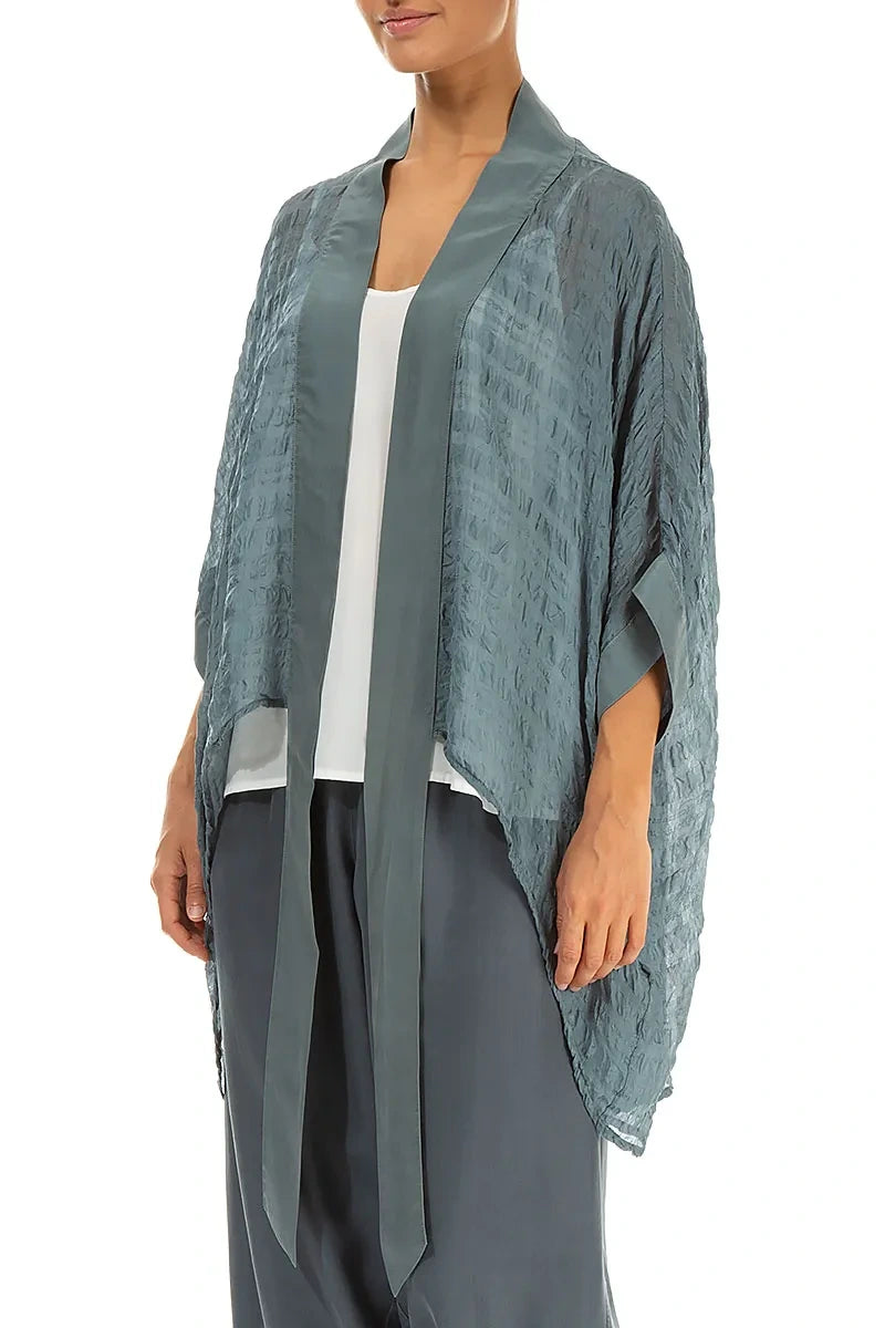 Bindegürtel Jacke aus texturierter Seide in Salbei