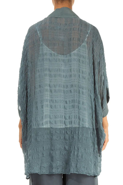 Bindegürtel Jacke aus texturierter Seide in Salbei