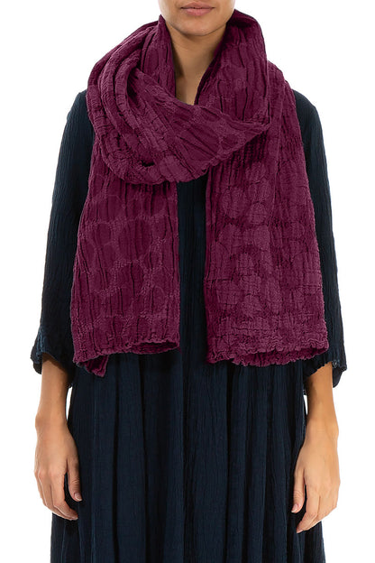 Magenta Circle Silk Linen Scarf 1