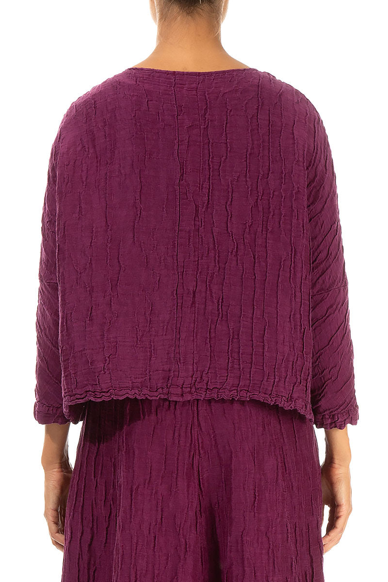 Magenta Crinkled Silk Jacket Blouse 2