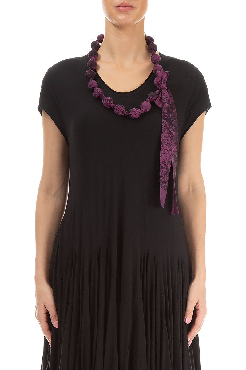 Magenta Alabaster Silk Cotton Bead Necklace 1