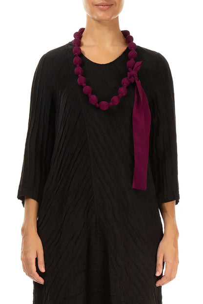 Magenta Silk Bamboo Bead Necklace 1