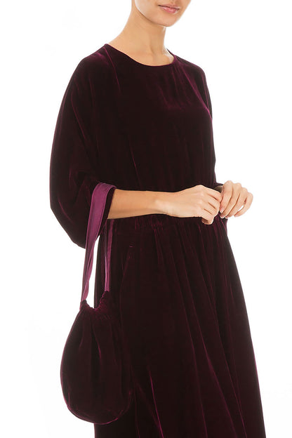 Magenta Silk Velvet Evening Hand Bag 1