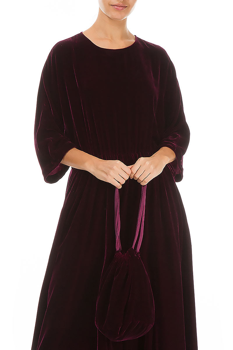 Magenta Silk Velvet Evening Hand Bag 3