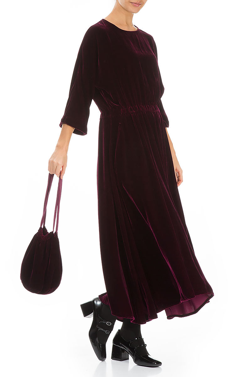 Magenta Silk Velvet Evening Hand Bag 2