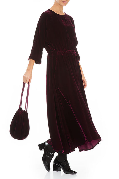 Magenta Silk Velvet Evening Hand Bag 2