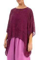 Magenta Textured Kaftan Silk Blouse 3