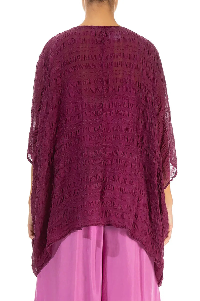 Magenta Textured Kaftan Silk Blouse 2