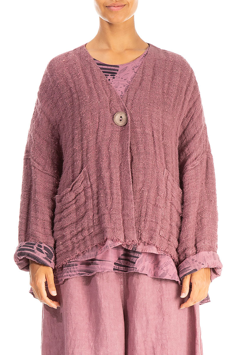 Mauve Taupe Lined Handwoven Linen Jacket 1