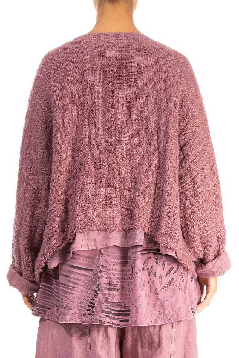 Mauve Taupe Lined Handwoven Linen Jacket 2