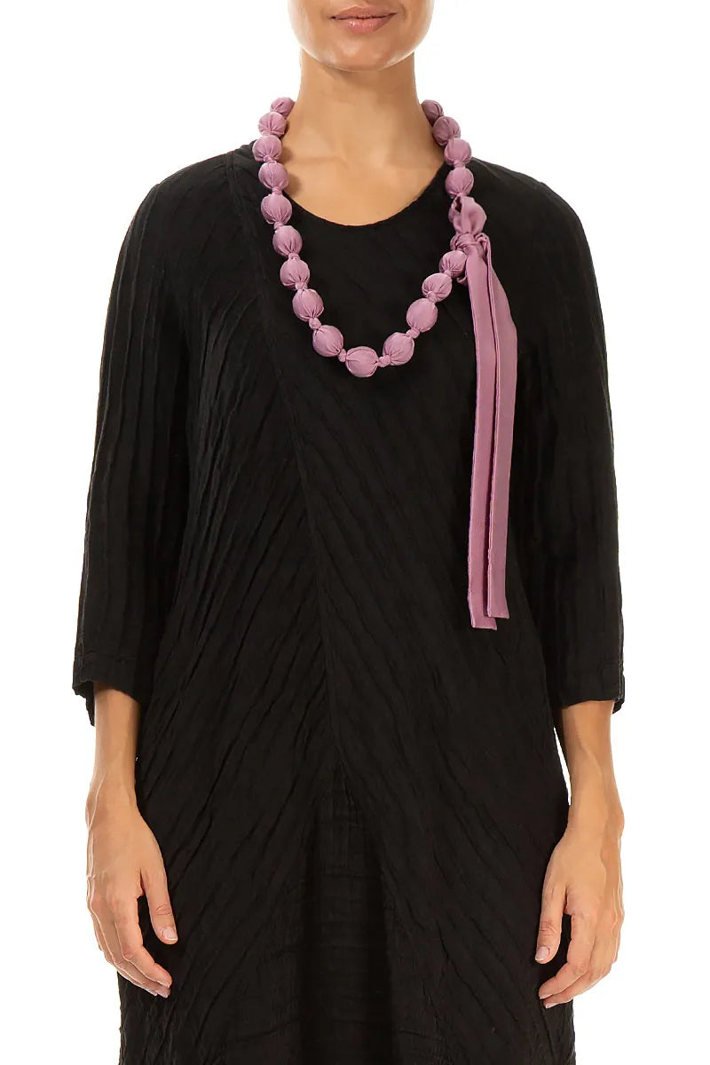 Mauve Taupe Silk Bead Necklace