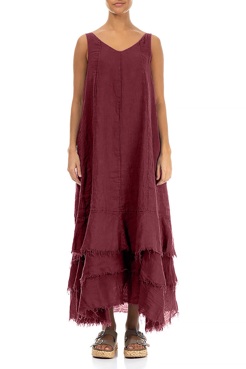 Maxi Antique Ruby Gauze Linen Dress 1