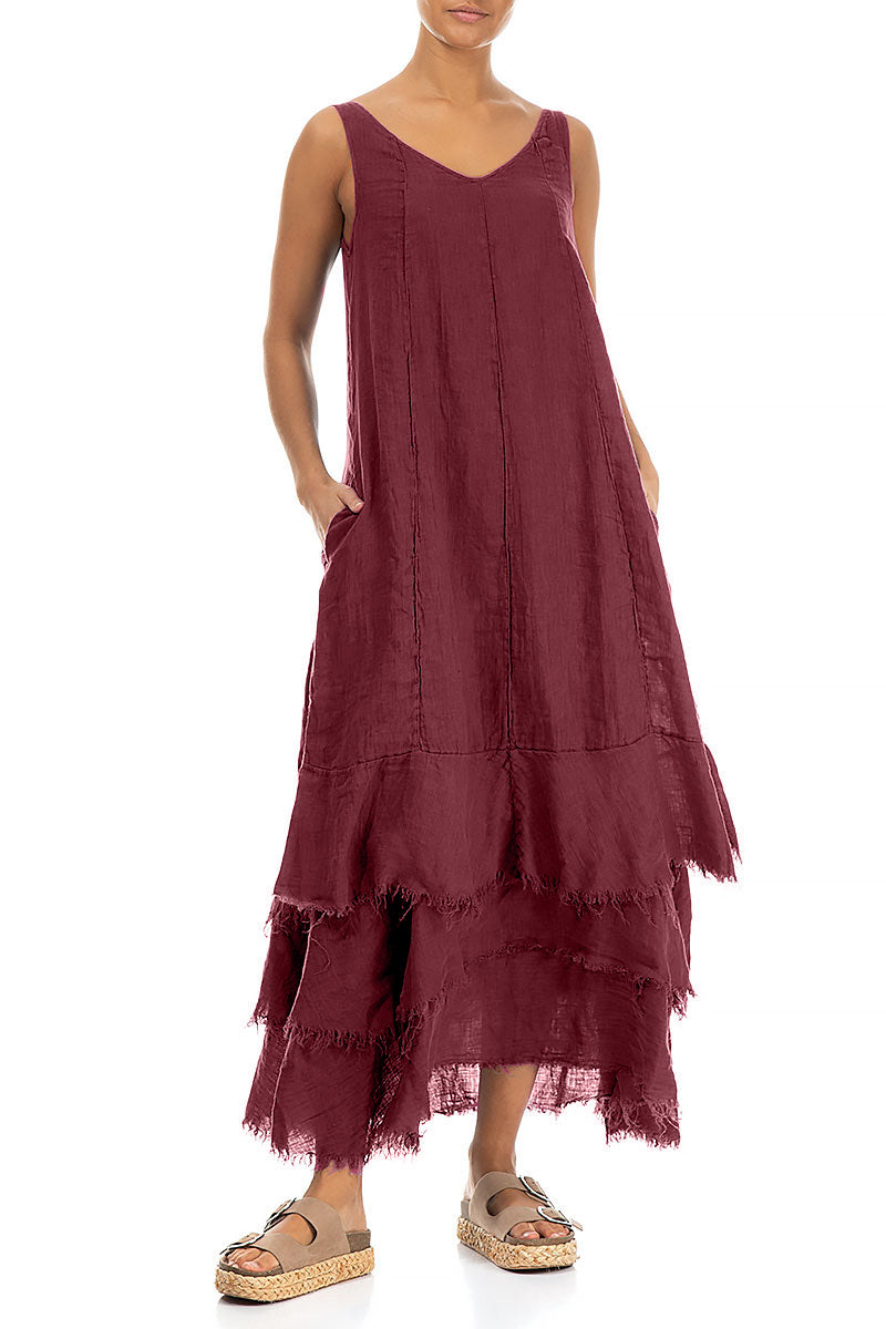 Maxi Antique Ruby Gauze Linen Dress 4