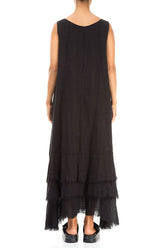 Maxi Black Gauze Linen Dress 2