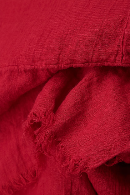 Robe longue en gaze de lin rouge cerise