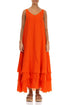 Maxi Flame Orange Gauze Linen Dress 1
