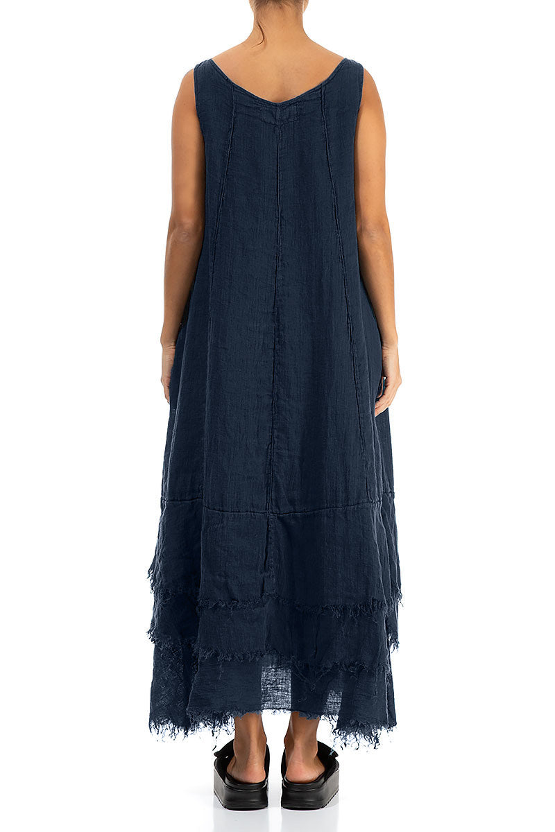 Maxi Navy Gauze Linen Dress 3