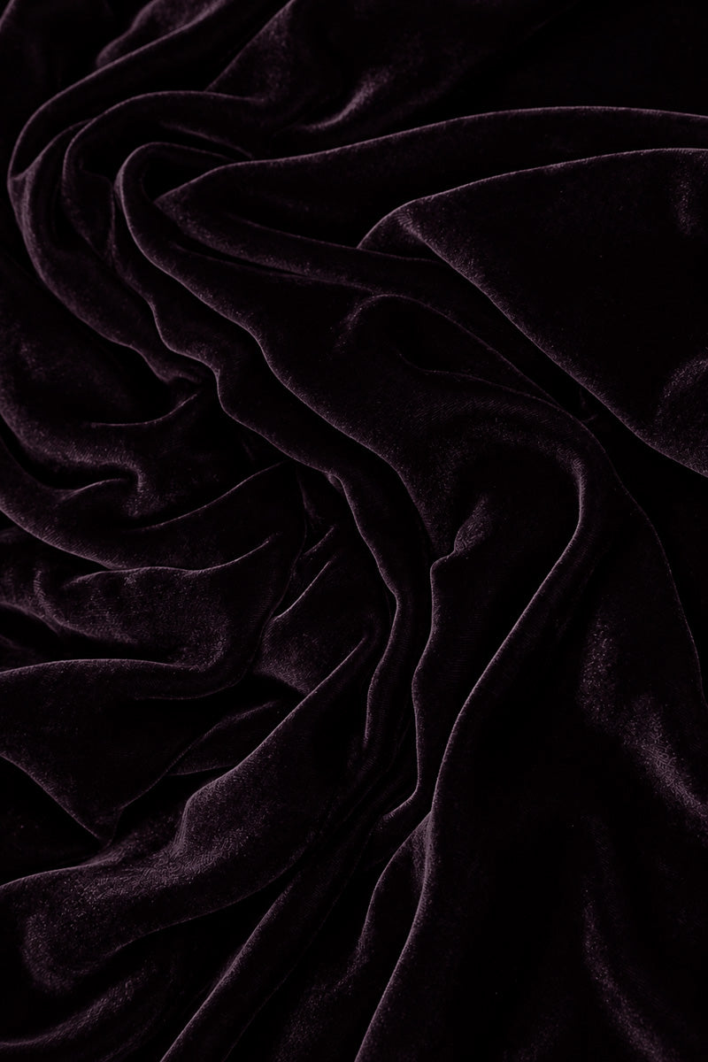 Maxi Open Deep Plum Silk Velvet Jacket 5