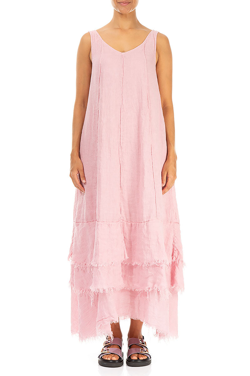 Maxi Powder Pink Gauze Linen Dress 1