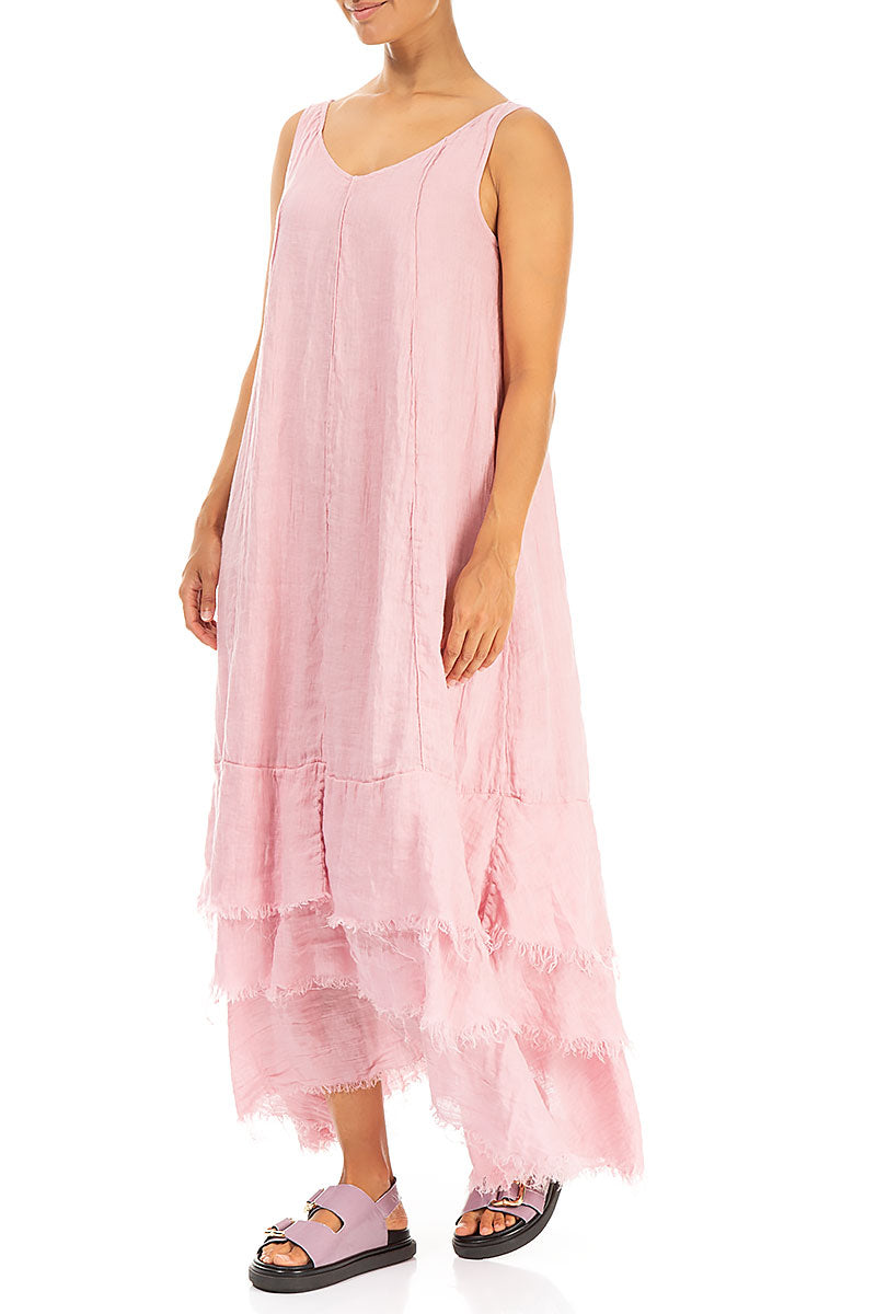 Maxi Powder Pink Gauze Linen Dress 3