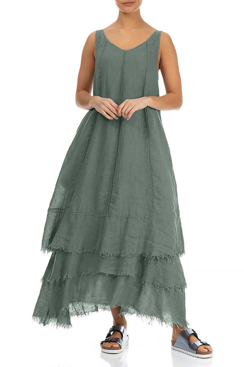 Maxi Sage Gauze Linen Dress