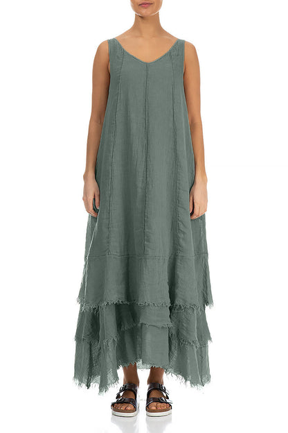 Maxi Sage Gauze Linen Dress