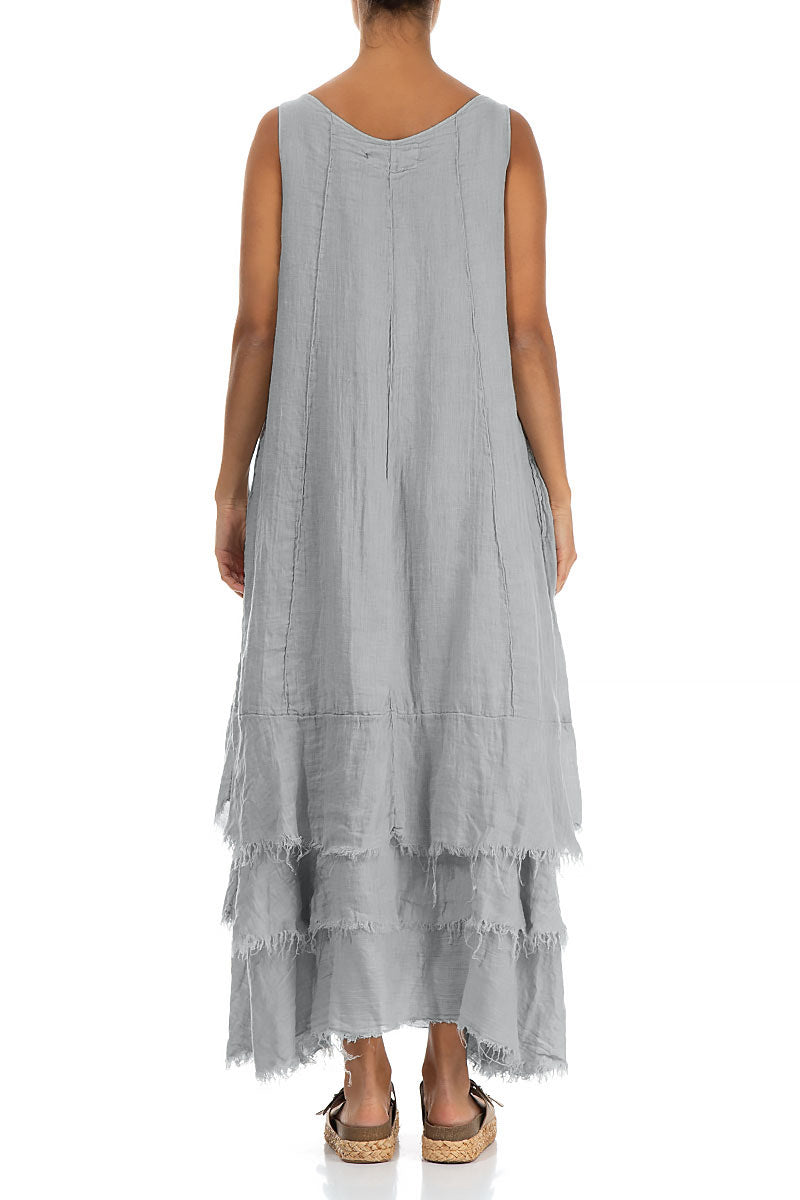 Maxi Silver Grey Gauze Linen Dress