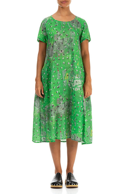 Midi A-line Meadow Linen Dress 1