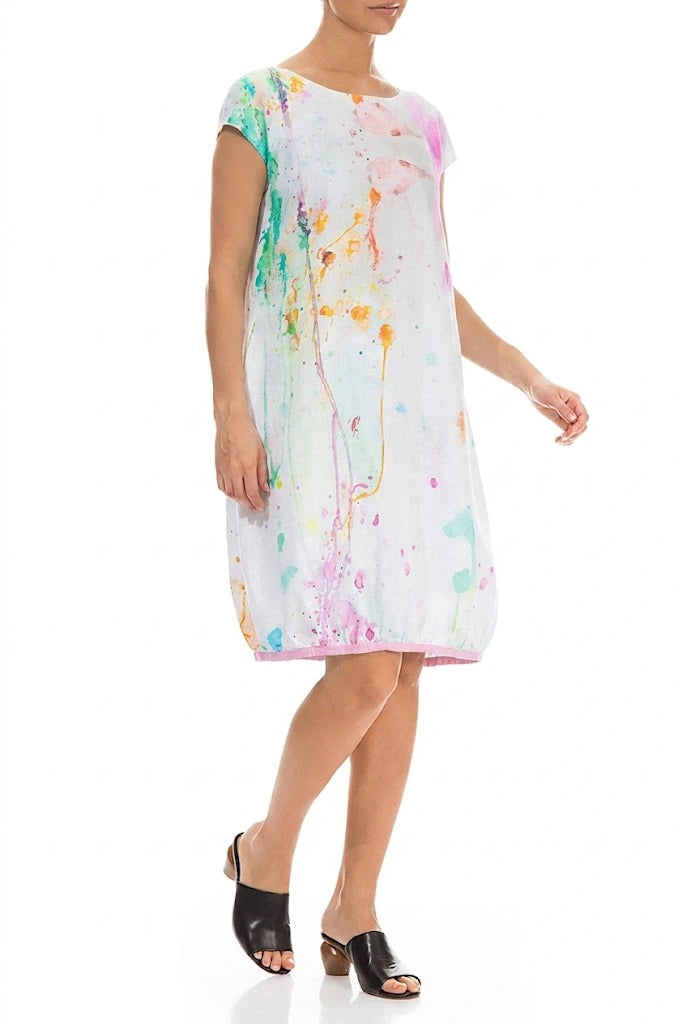 Midi Artful Splash Linen Dress 3