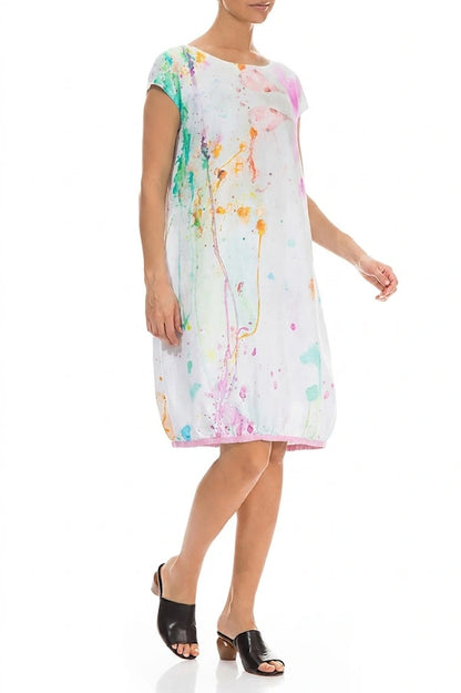 Midi Artful Splash Linen Dress 3