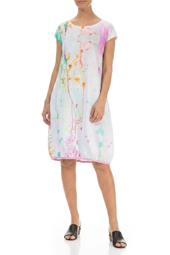 Midi Artful Splash Linen Dress 4