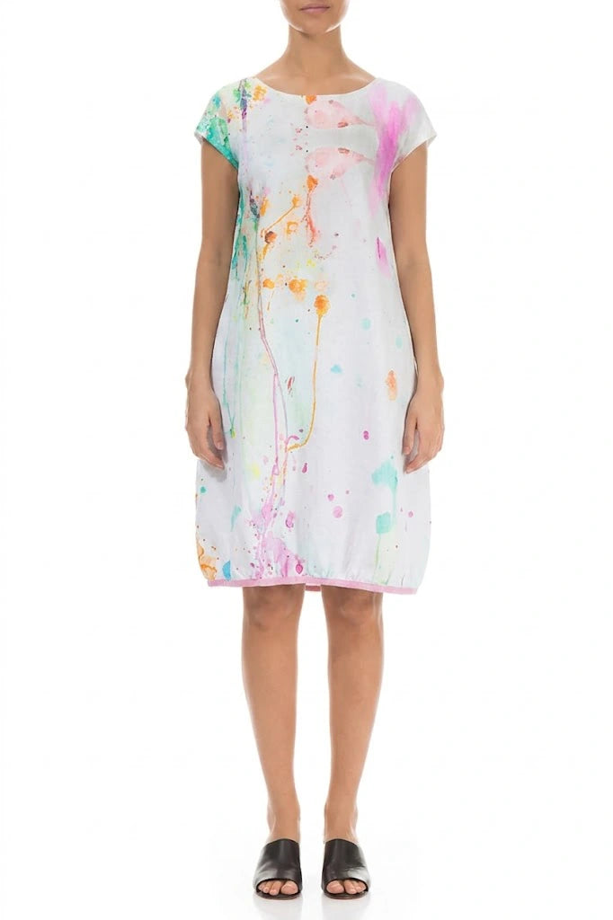 Midi Artful Splash Linen Dress 1