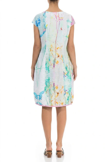 Midi Artful Splash Linen Dress 2