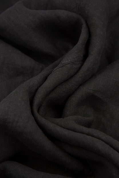 Midi Balloon Black Linen Dress 6