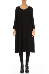 Midi Black Wool Dress 1