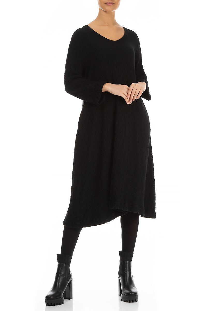 Midi Black Wool Dress 3