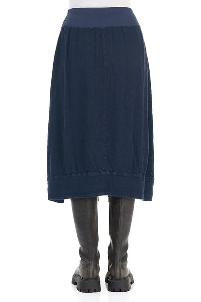 Midi Blue Linen Viscose Skirt