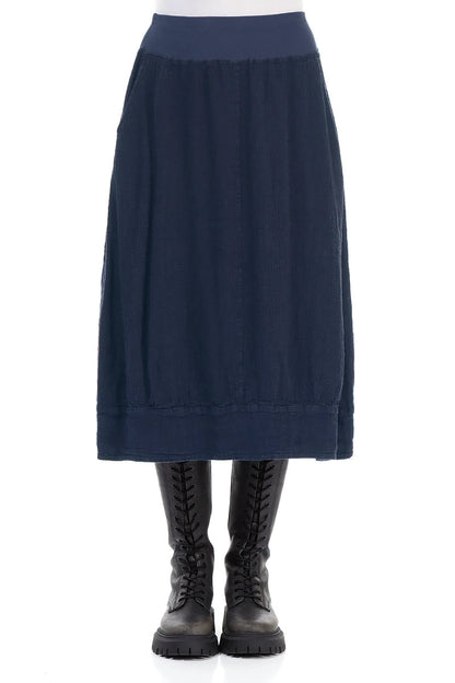 Midi Blue Linen Viscose Skirt