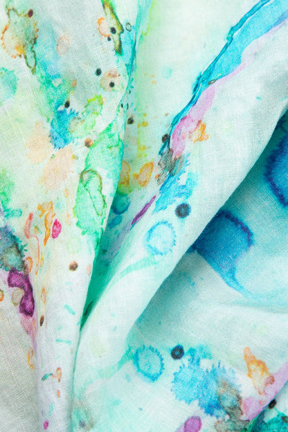 Midi Artful Splash Linen Dress 5