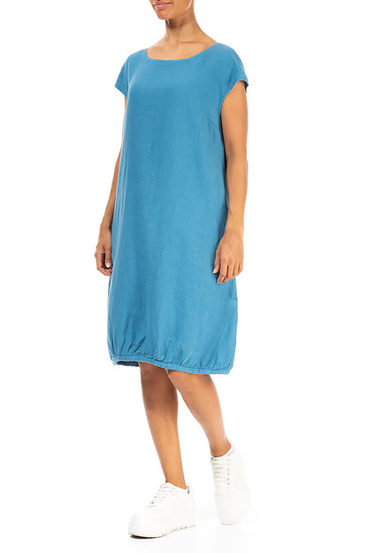 Midi Balloon Denim Linen Dress 3