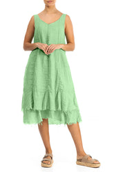 Midi Green Sorbet Gauze Linen Dress 4