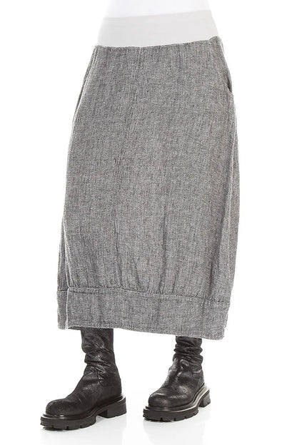 Jupe midi en Lin gris chiné