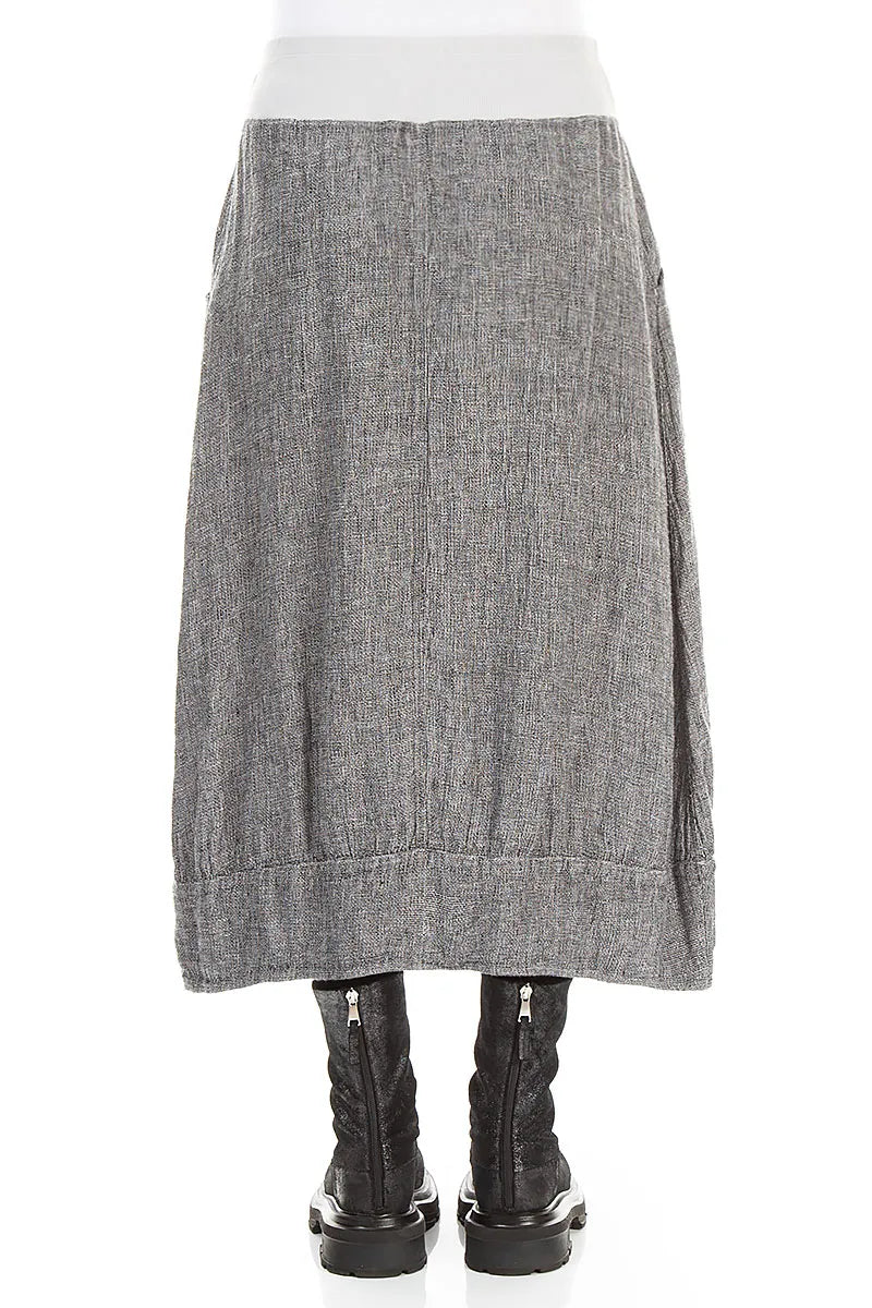 Jupe midi en Lin gris chiné