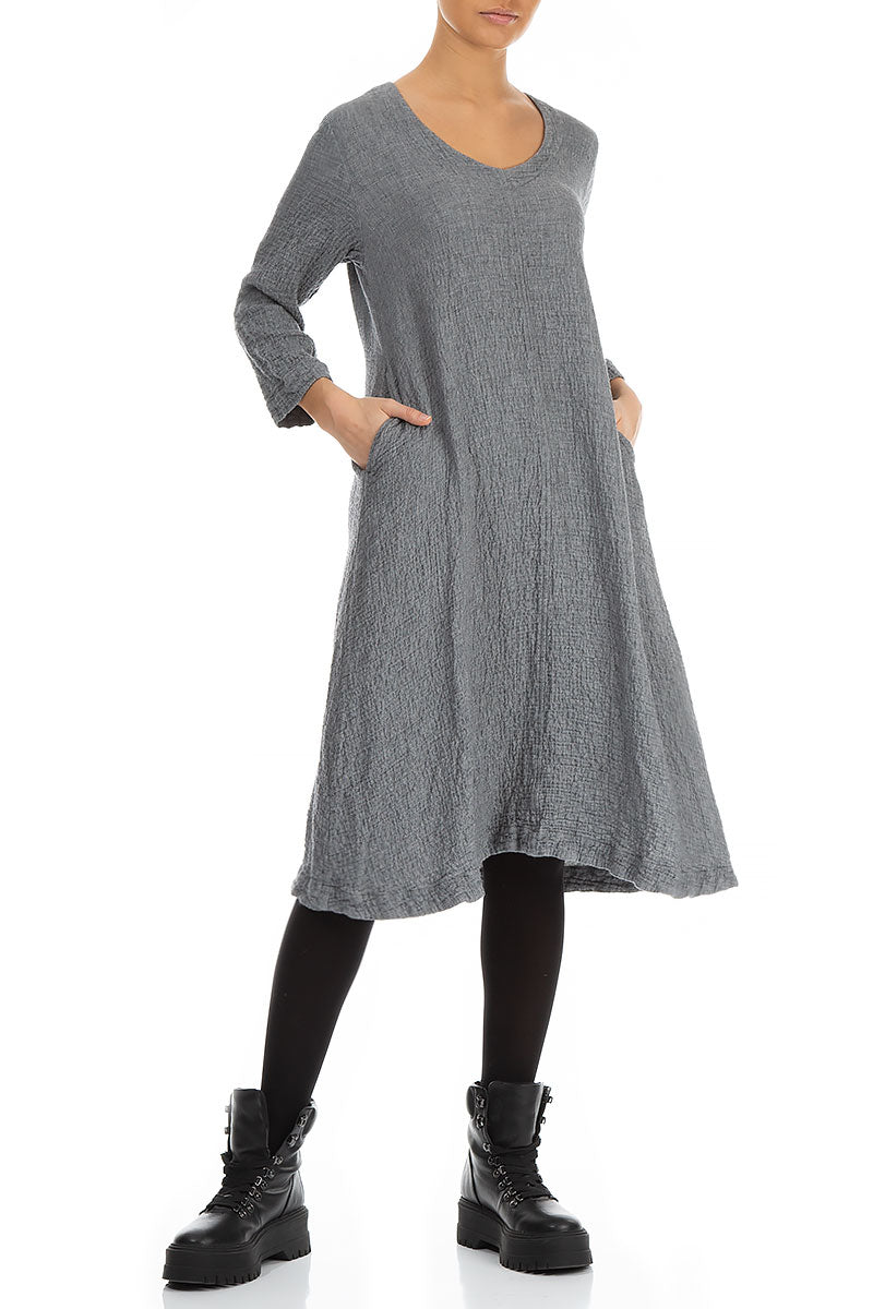 Midi Grey Wool Dress 4