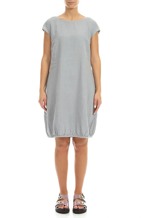 Midi Silver Grey Linen Dress