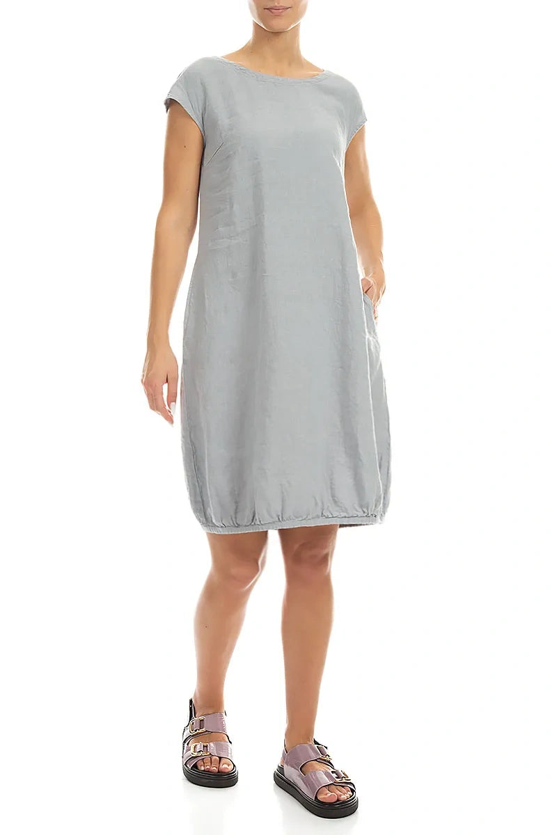 Midi Silver Grey Linen Dress 2