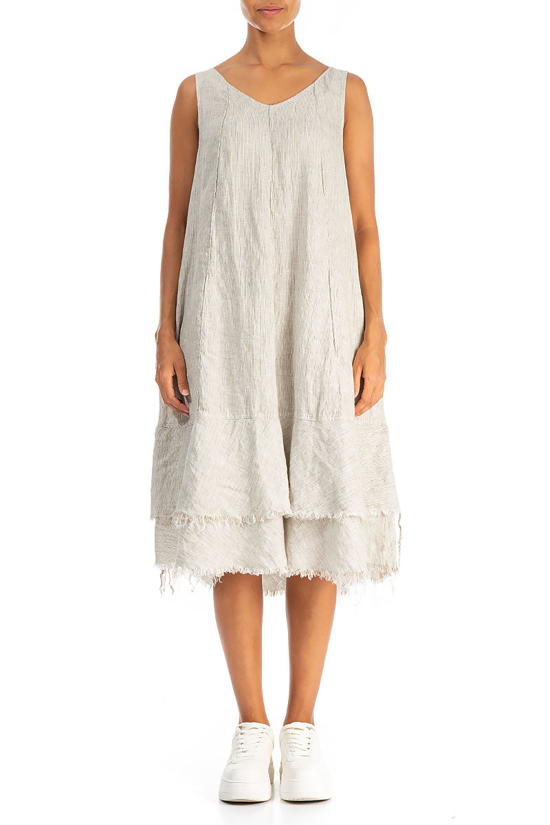 Midi Striped Sand Linen Dress 1