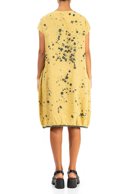 Midi Yellow Splash Linen Dress 2